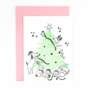 Z12 ‘animals with Christmas tree’ x6